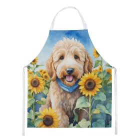 Goldendoodle in Sunflowers Apron Cooking Kitchen Server Baking Crafts Gardening for Adult Women Men, Unisex, Large, Multicolor