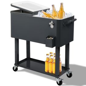 【Same Code：00441750】87.5*91*38.5cm 80QT Rectangular Plastic Box Iron Foot Tube Refrigeration and Insulation Cart Dark Grey (Option: 56824091)