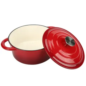 Dutch Oven,Dutch Oven Pot With Lid,3 QT Enamel Dutch Ovens With Dual Handles,Cast Iron Pot For Braiser,Cooking,Gifts For Family (Option: Red)