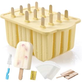 Popsicle Moulds, MEETRUE 12-piece Silicone Popsicle Mould Set - Easy To Remove, BPA-free Popsicle Moulds, Popsicle Moulds, Homemade Popsicle Make (Option: Yellow)