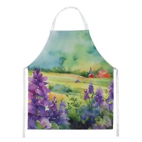 NEW New Jersey Violet in Watercolor Apron Cooking Kitchen Server Baking Crafts Gardening for Adult Women Men, Unisex, Large, Multicolor (Default: Default)