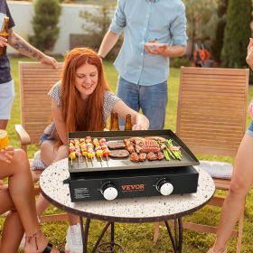 Commercial Griddle, 22.4' Heavy Duty Manual Flat Top Griddle, Countertop Gas Grill With Non-Stick Cooking Plate, Steel LPG Gas Griddle, H-Shaped (Option: Black)